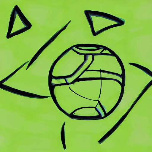 AI image generated of A drawing of a soccer ball on a green background.