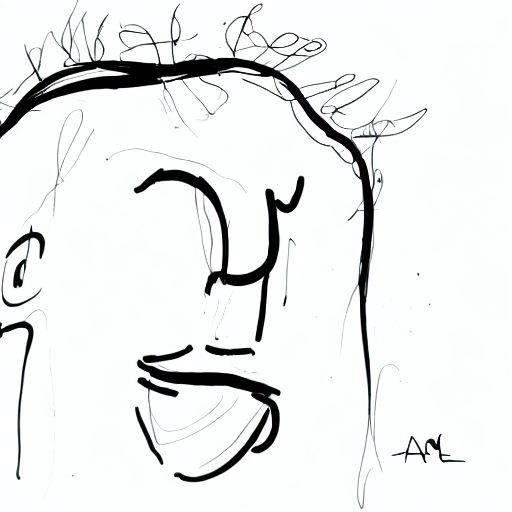 AI image generated of A black line drawing of a head.