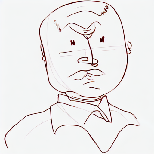 AI image generated of A drawing of a man with a frown on his face.