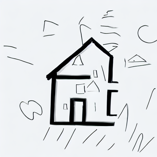 AI image generated of A house is drawn in black on a white background.