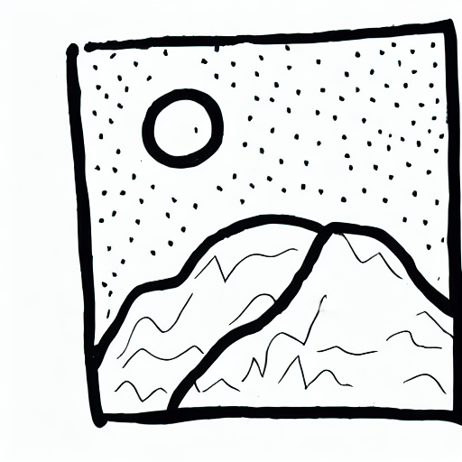 AI image generated of A drawing of a mountain with a black outline.