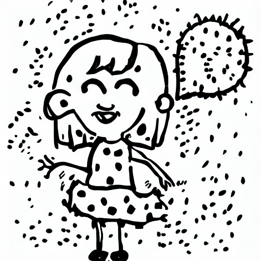 AI image generated of A cartoon drawing of a girl with a smile on her face.