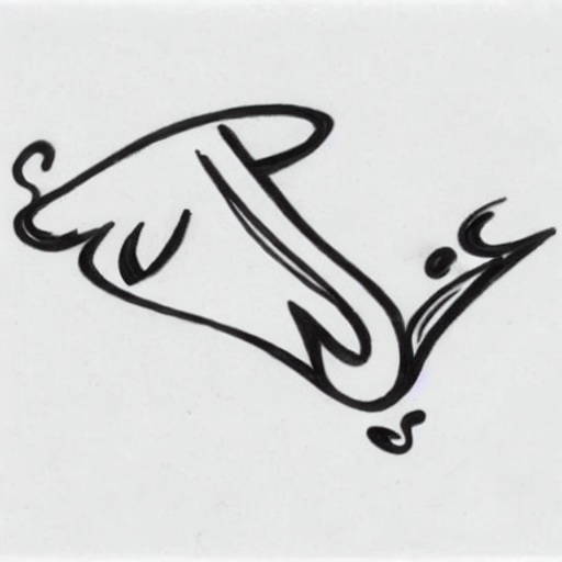 AI image generated of A black and white drawing of a letter W.