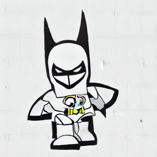 AI image generated of A black and white drawing of a batman figure.
