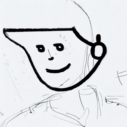 AI image generated of A drawing of a face with a smile and a headset.