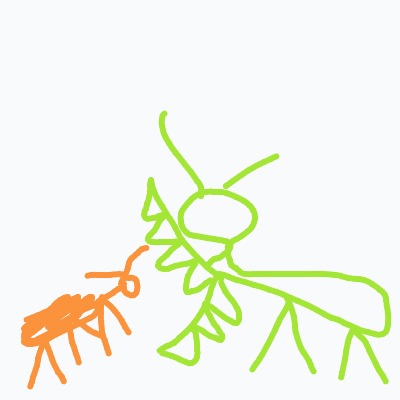 A%20neon-green%2C%20long-bodied%20insect%20with%20many%20legs%20and%20antennae%20stands%20beside%20a%20smaller%20orange%20multi-legged%20creature%20on%20a%20pale%20background.