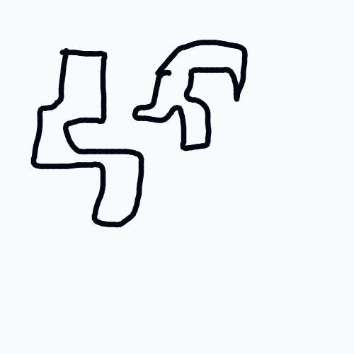 A drawing of a hand holding a pen.