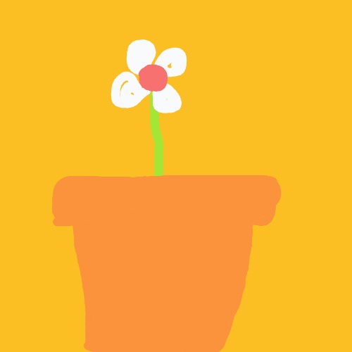 A drawing of a flower in a pot.