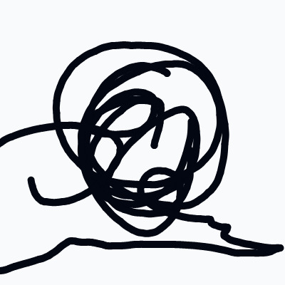 A black drawing of a person with a head and a body.