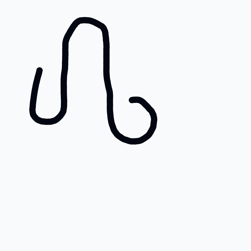 A black and white drawing of a curved line.