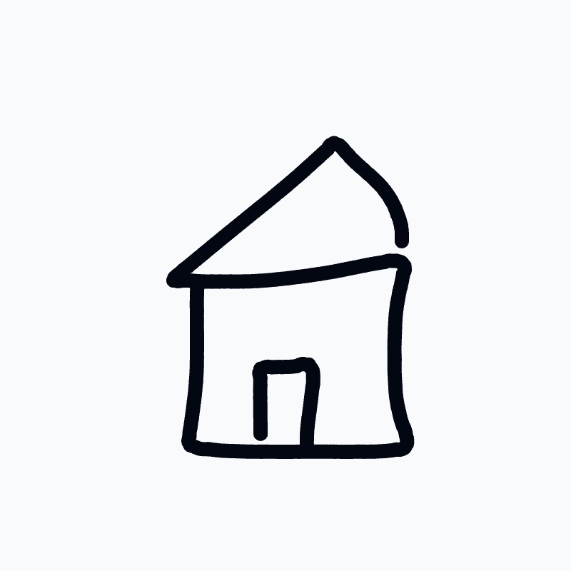 A house is drawn in black on a white background.