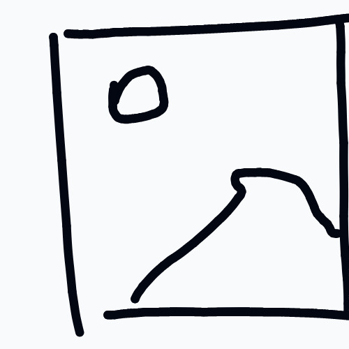 A drawing of a mountain with a black outline.