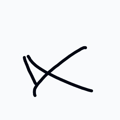 A black drawing of a letter A.