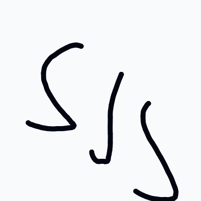 A black line drawing of a letter S.