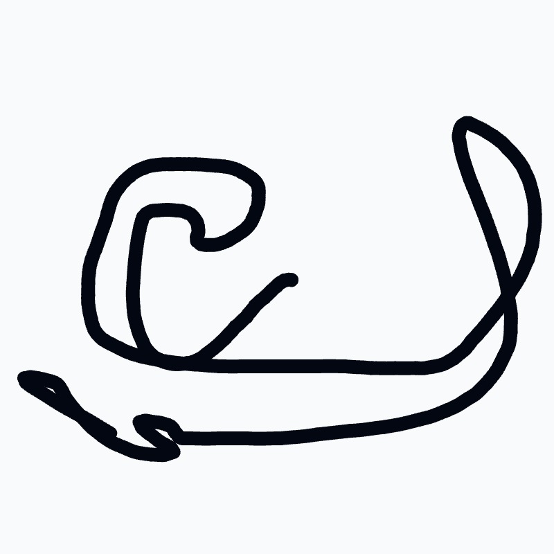 A black line drawing of a whale.