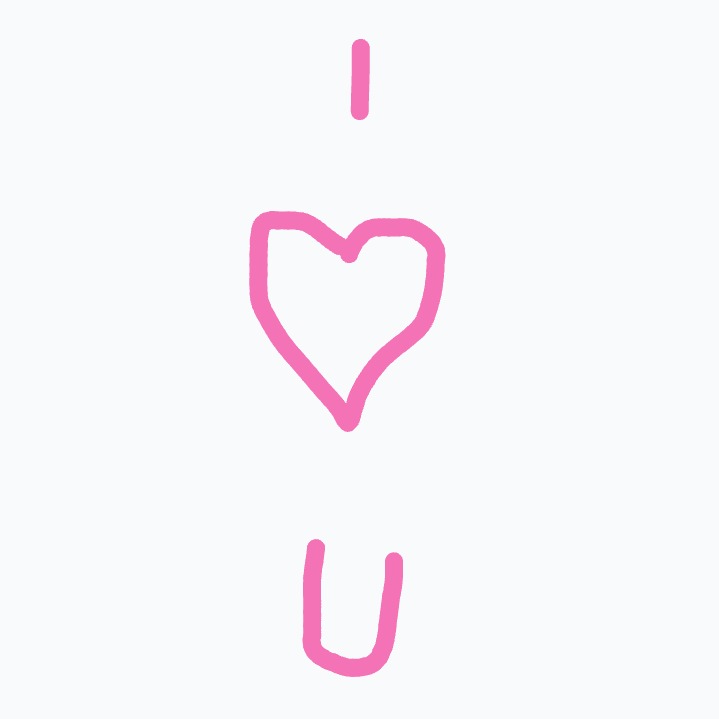 A pink heart with a pink line through it.